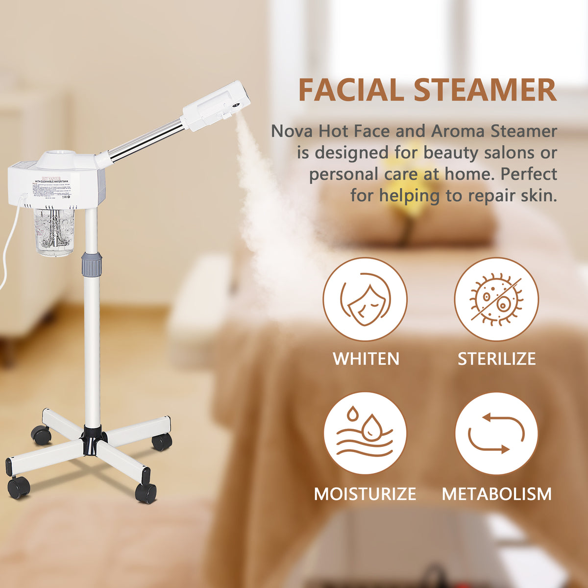 Professional Facial Steamer with Ozone & Hot Mist for Spa & Salon Use