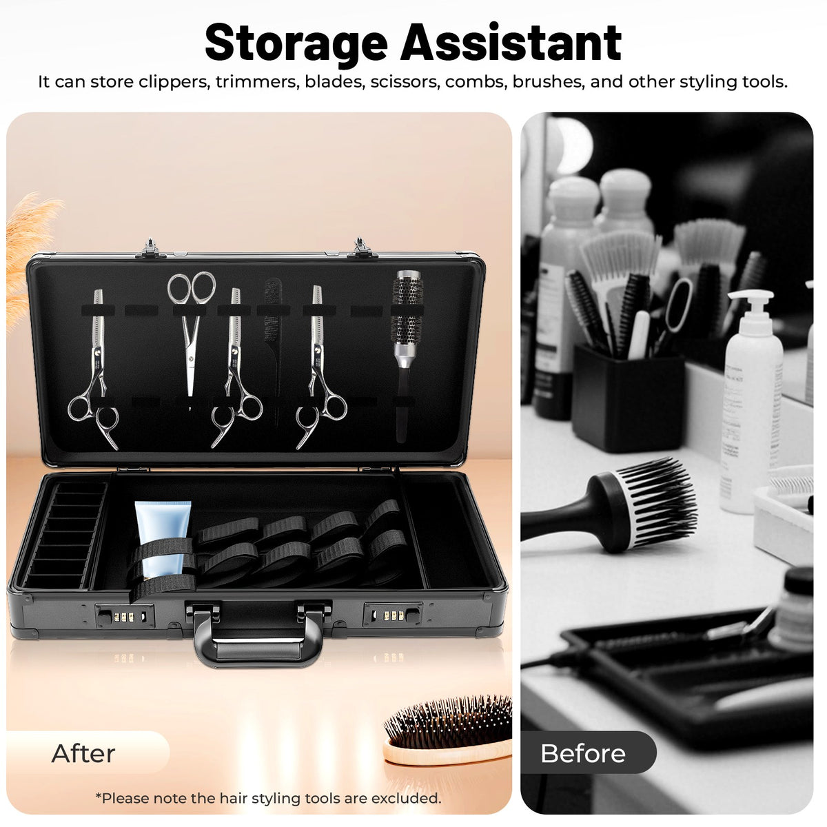 Large Portable Barber Tool Storage Case with Security Lock