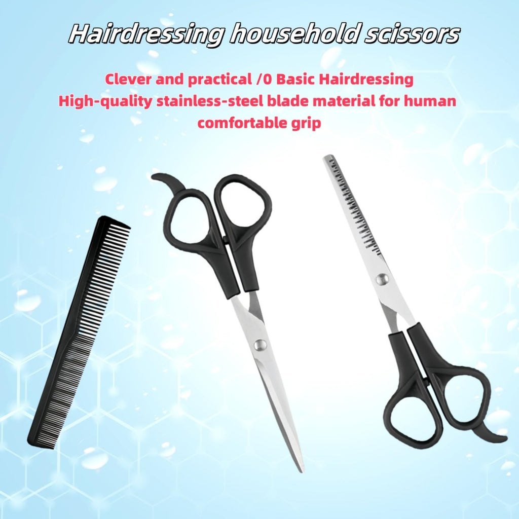 Professional Stainless Steel Hair Cutting Shears Set with Thinning Scissors & Comb