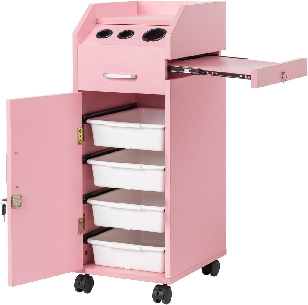 Salon Trolley Cart with 4 Drawers and Mobile Hair Stylist Station