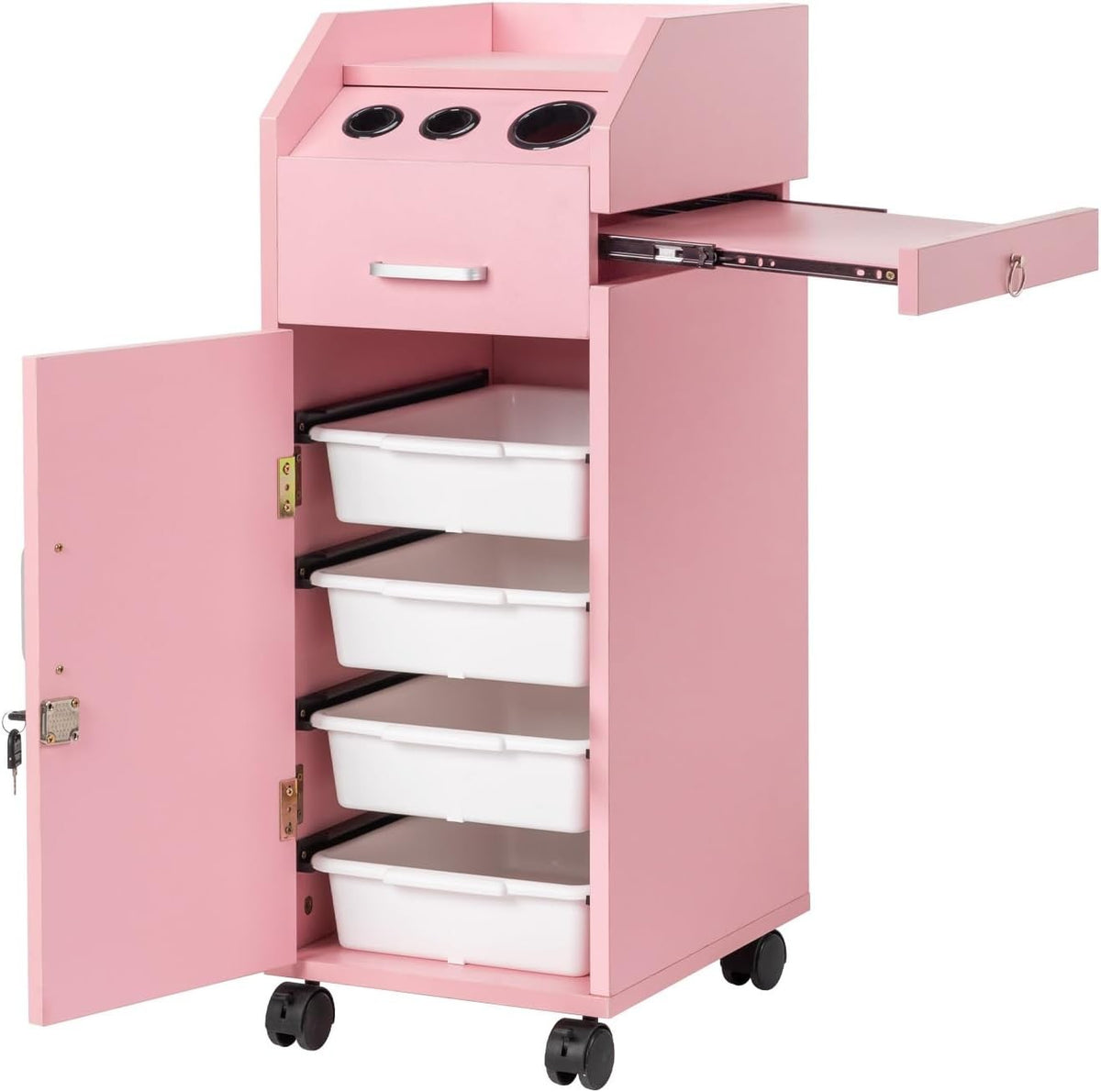 Salon Trolley Cart with 4 Drawers and Mobile Hair Stylist Station