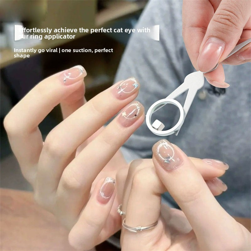 Double-Head Cat Eye Magnet Nail Art Set for French Manicure - Silver