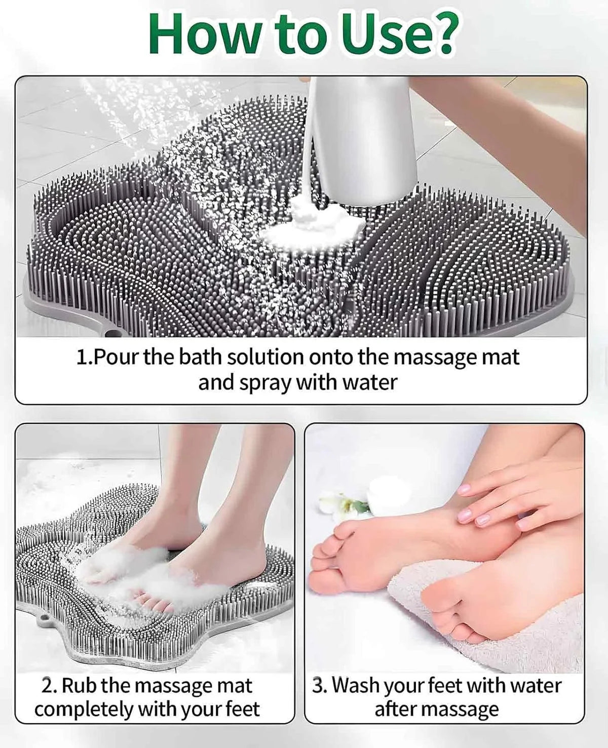 Silicone Shower Foot Scrubber with Non-Slip Suction Cup Mat for Foot Cleaning and Massage