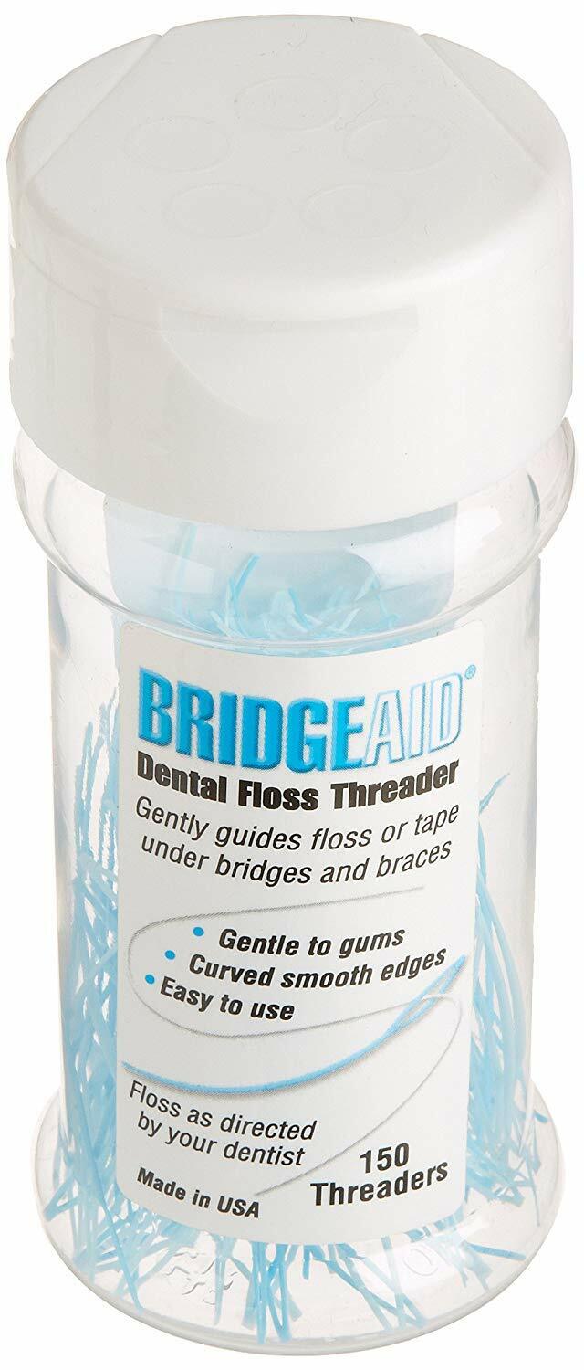 Dental Floss Threader Bottle 150 Count - Easy Bridge Flossing Aid