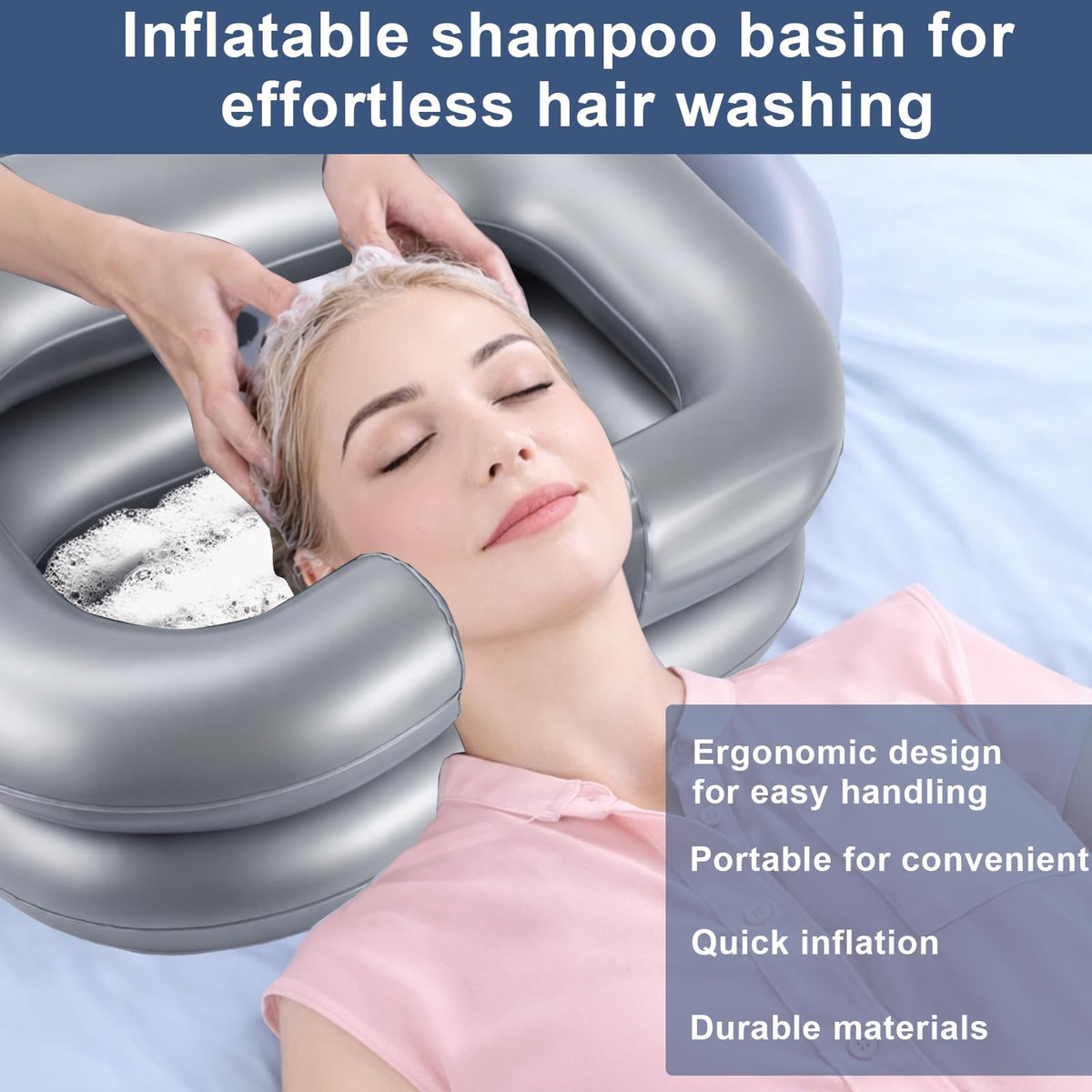 Inflatable Portable Shampoo Basin for Bedridden & Disabled Care