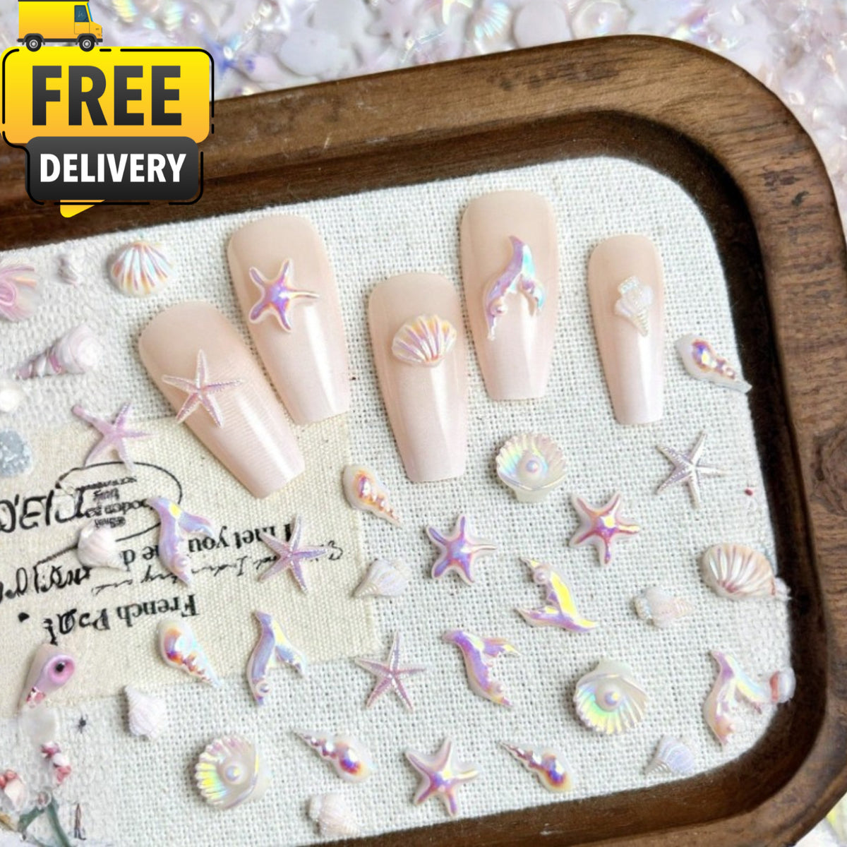 Mermaid Nail Art Charms Set - 30pcs Ocean Sea Shell Starfish Dolphin Decor