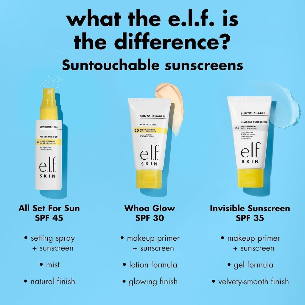 e.l.f. Suntouchable Invisible SPF 35 Sunscreen Gel 1.7 oz - UVA UVB Protection & Primer