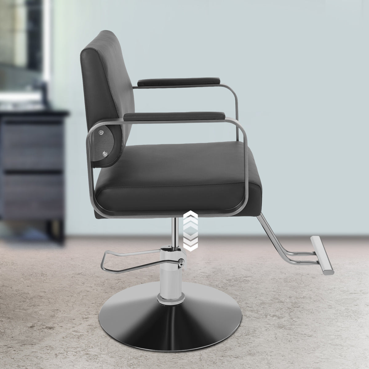 Adjustable 360° Rotatable Barber Chair Salon Chair with Steel Frame and PU Cushion