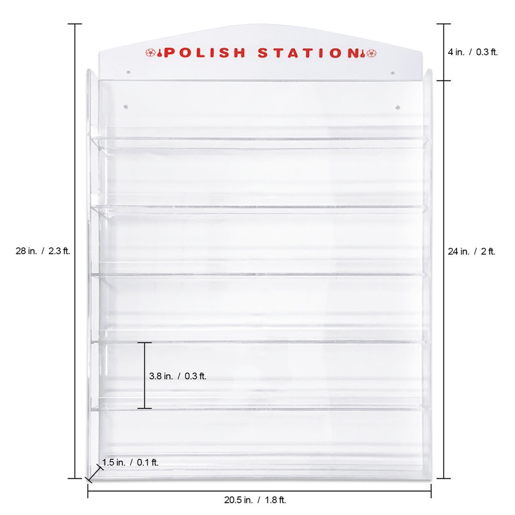 Acrylic Nail Polish Wall Rack Display Holders for 32-96 Bottles with Mirror
