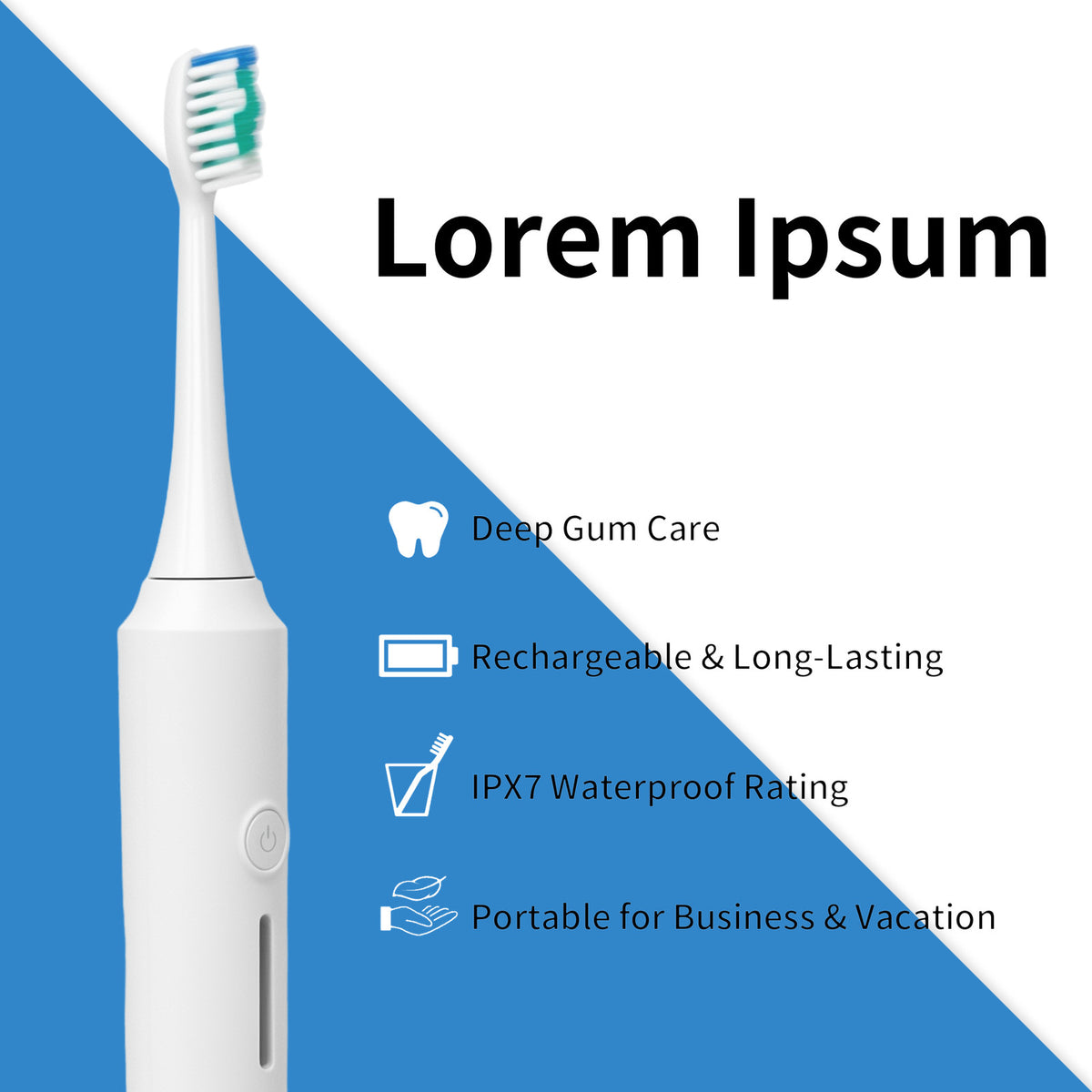Electric Sonic Toothbrush 5 Modes 8 Replacement Heads Waterproof Travel