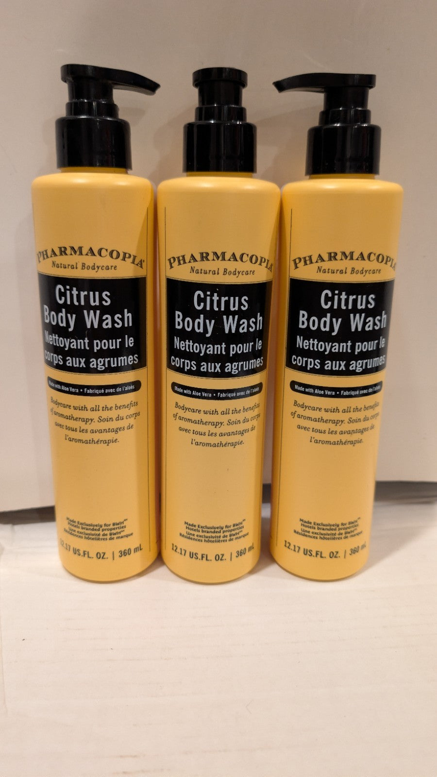 Lot of 3 Citrus Body Washes - Natural Hotel-Style 12.17 oz