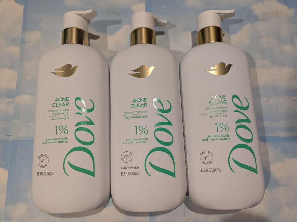 Dove Acne Clear Body Wash with Salicylic Acid - 3 Pack, 18.5 oz