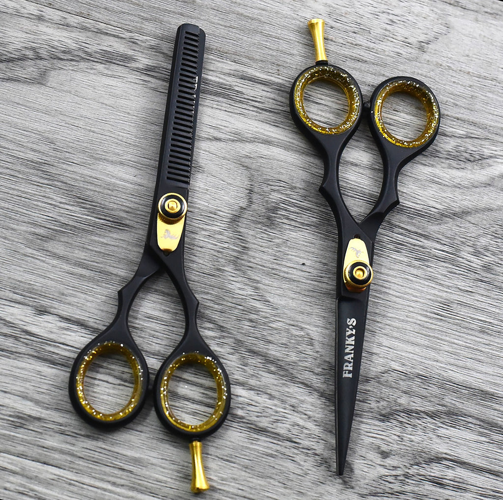 Professional Hair Cutting Scissors Thinning Shears Salon Set - Gold Edition