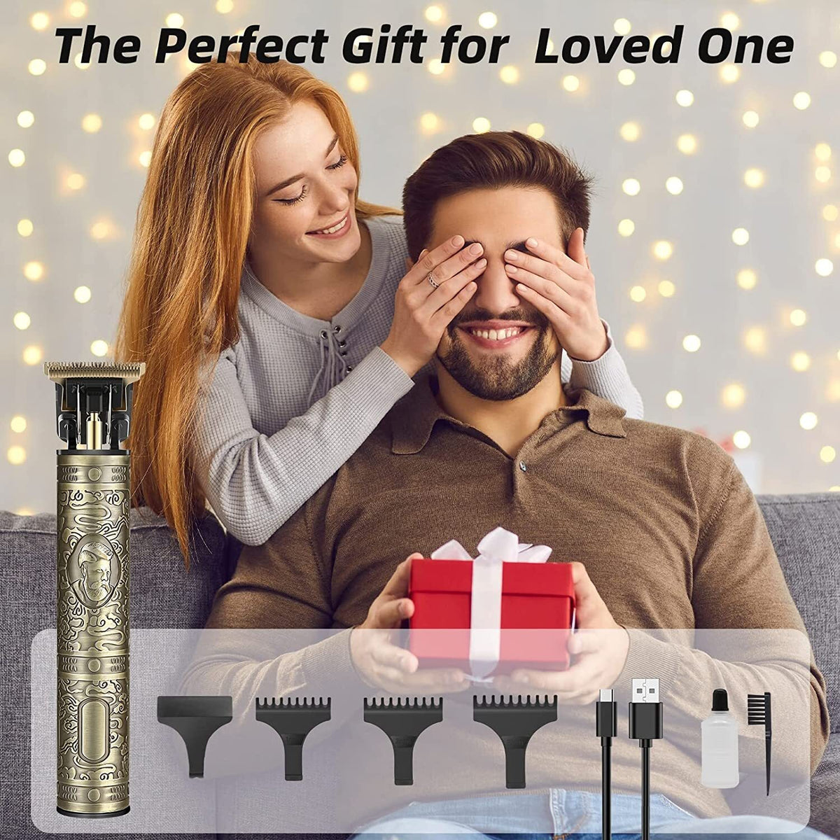 Men's Hair Clipper Kit with Sharp T Blade, Rechargeable Trimmer for Beard & Hair Cutting