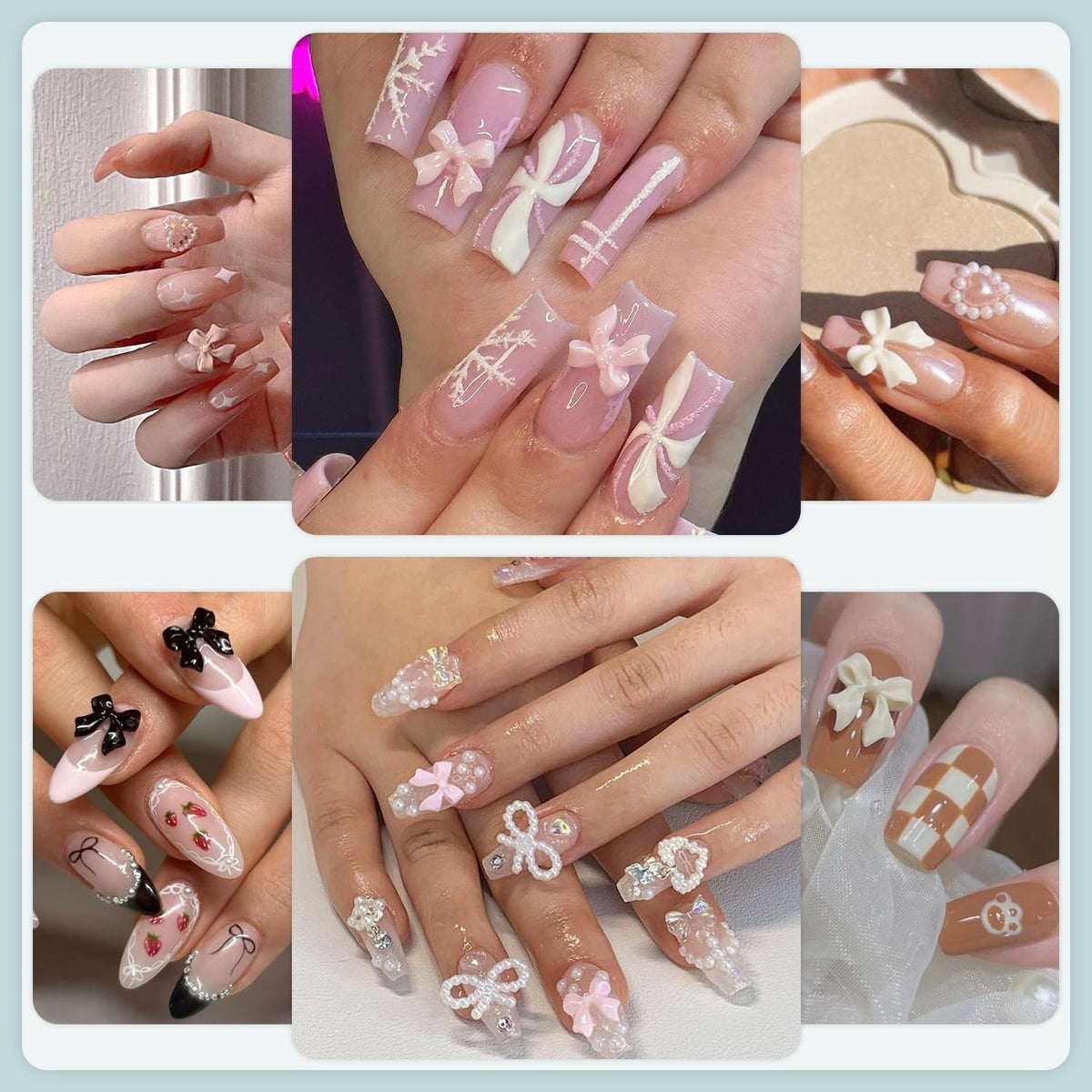 600 Pcs Nail Charms & Flatback Pearls Set for Nail Art - 8 Colors