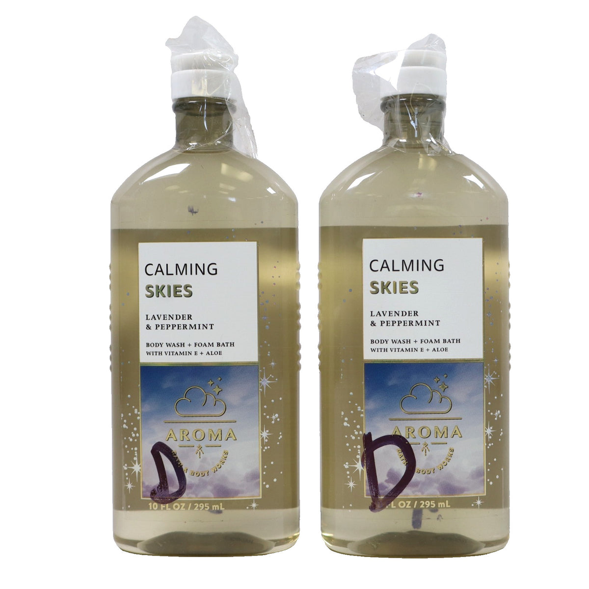 2-Pack Calming Skies Lavender & Peppermint Body Wash and Foam Bath Set