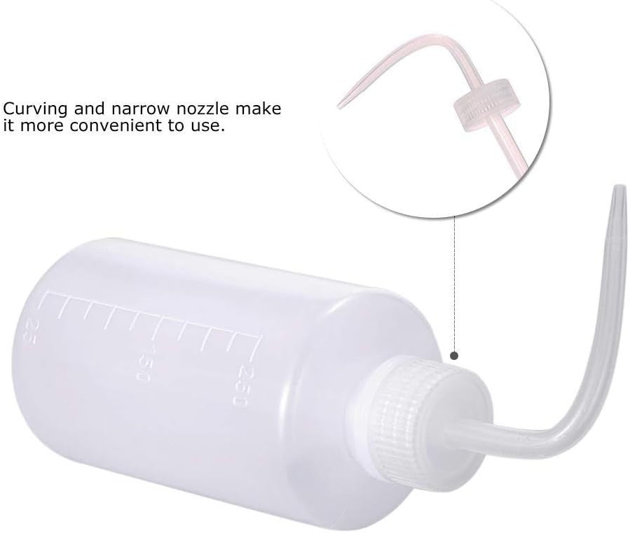 Clear 2x250ml Liquid Squeeze Bottles with Scale for Plants & Lab Use