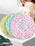 3-Pack Waterproof Reusable Polka Dot Shower Caps for Women & Teens