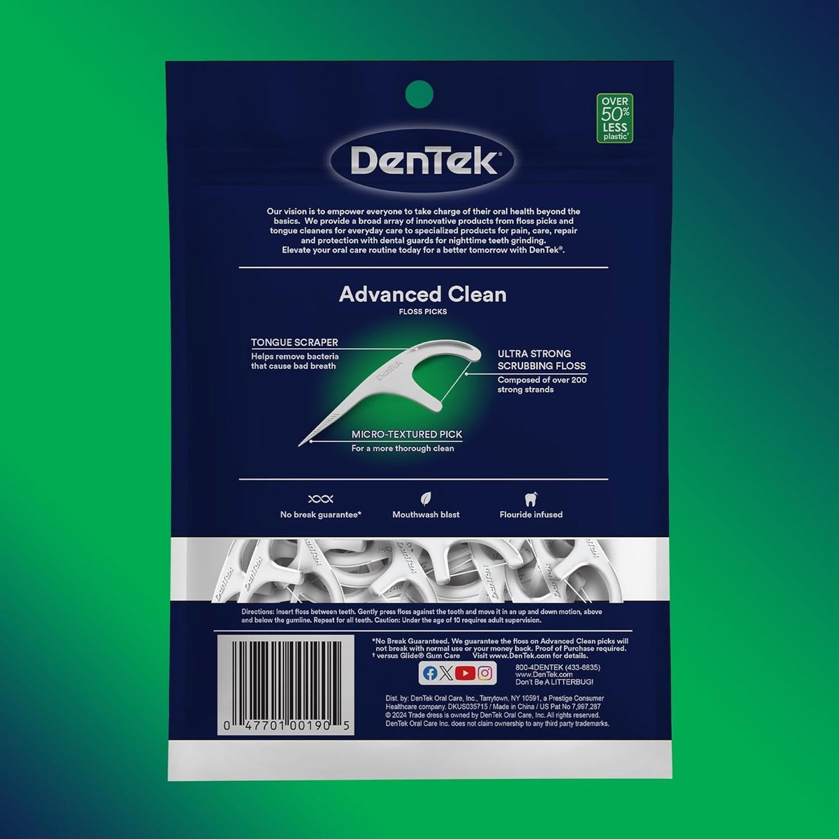 Dental Floss Picks Triple Clean 90 Count - Pack of 2 for Oral Care