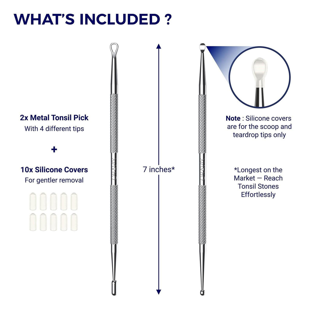Tonsil Stone Remover Tool Pack of 2 - Metal Oral Hygiene Tools