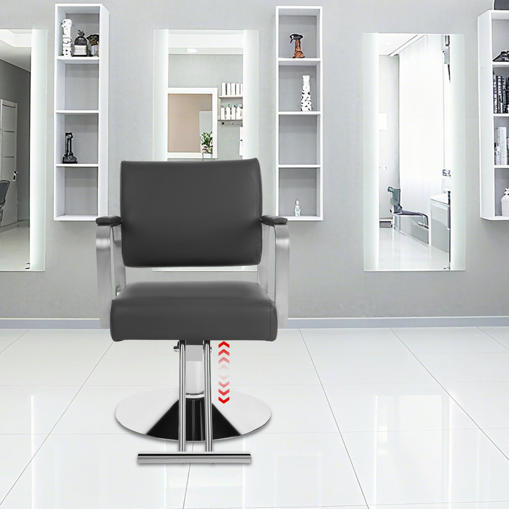 Rotatable Barber Chair Salon Chair with Carbon Steel Frame Black