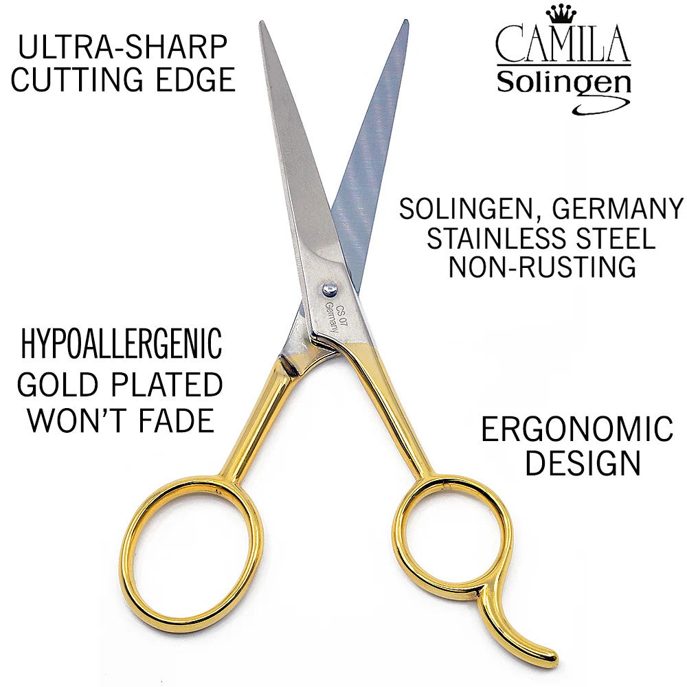 5-Inch Gold Plated Professional Hair Cutting Shears - High Precision Barber Scissors