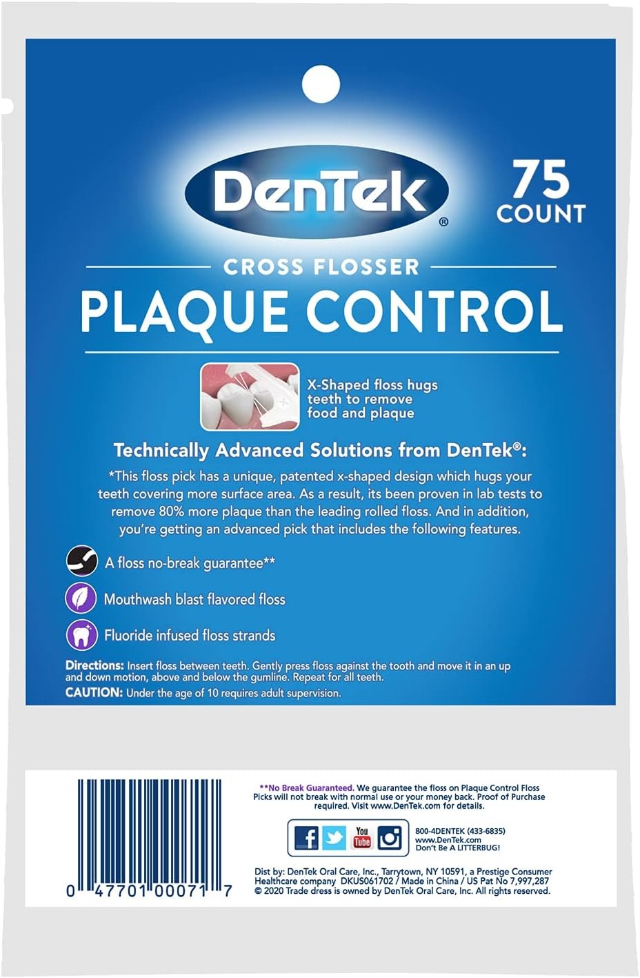 X-Shaped Dental Floss Picks Pack of 3 - Plaque Removal & Oral Hygiene