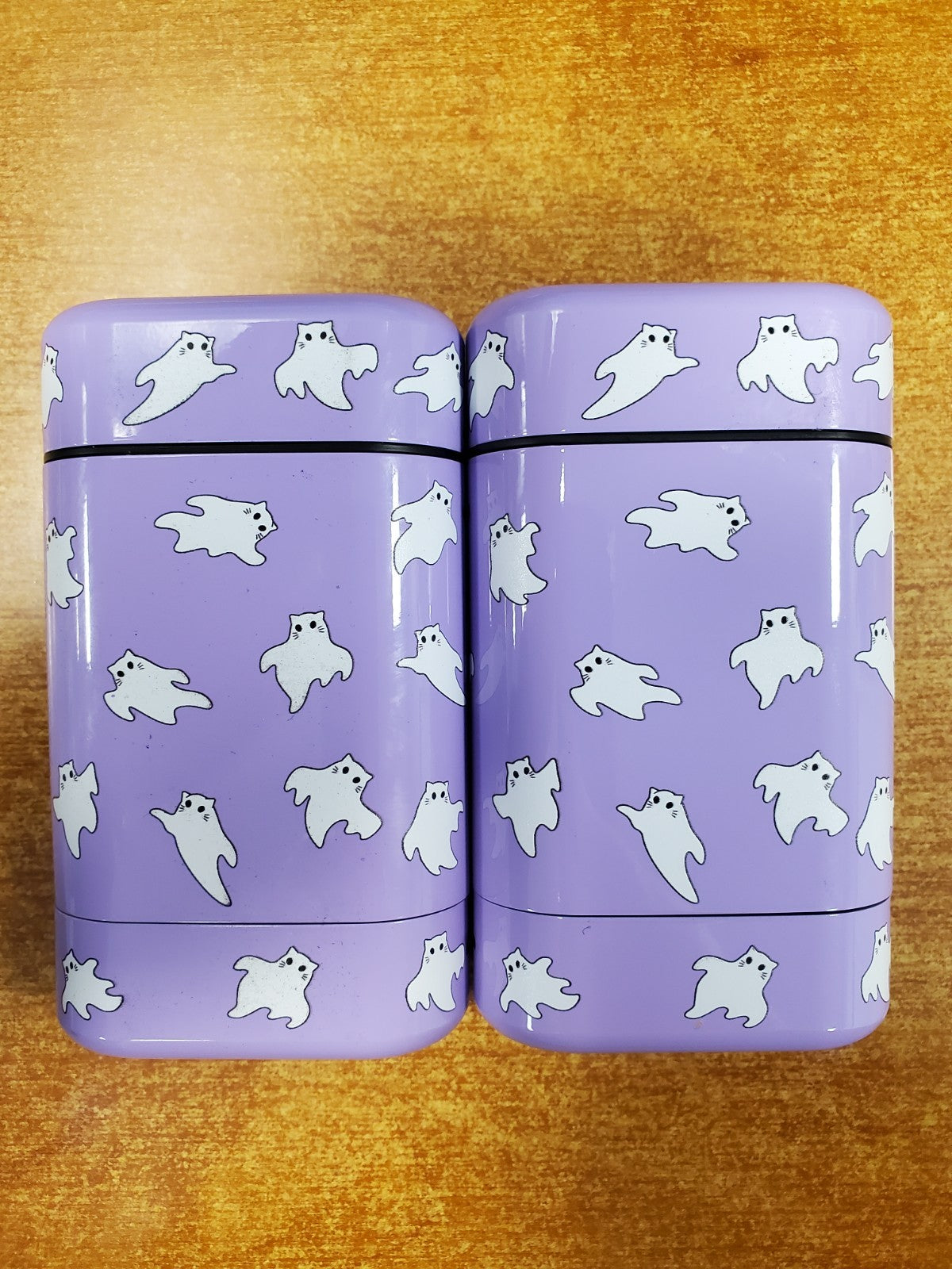 2 Pack Refillable Deodorant Cases with Lilac Ghost Cat Design