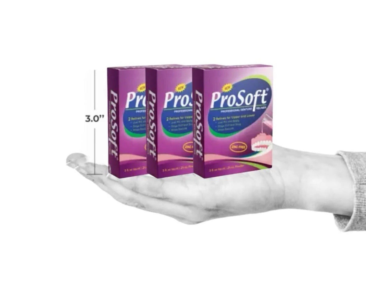 ProSoft Denture Reline Kit 3 Pack Soft, Zinc-Free, Easy DIY, Made in USA
