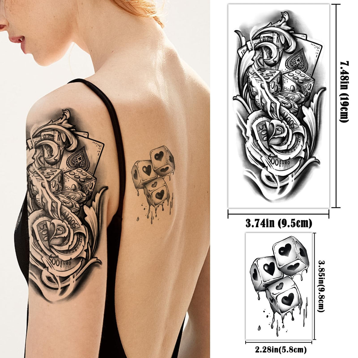 Temporary Tattoo Set 77 Sheets for Men and Women – Large & Small Sizes