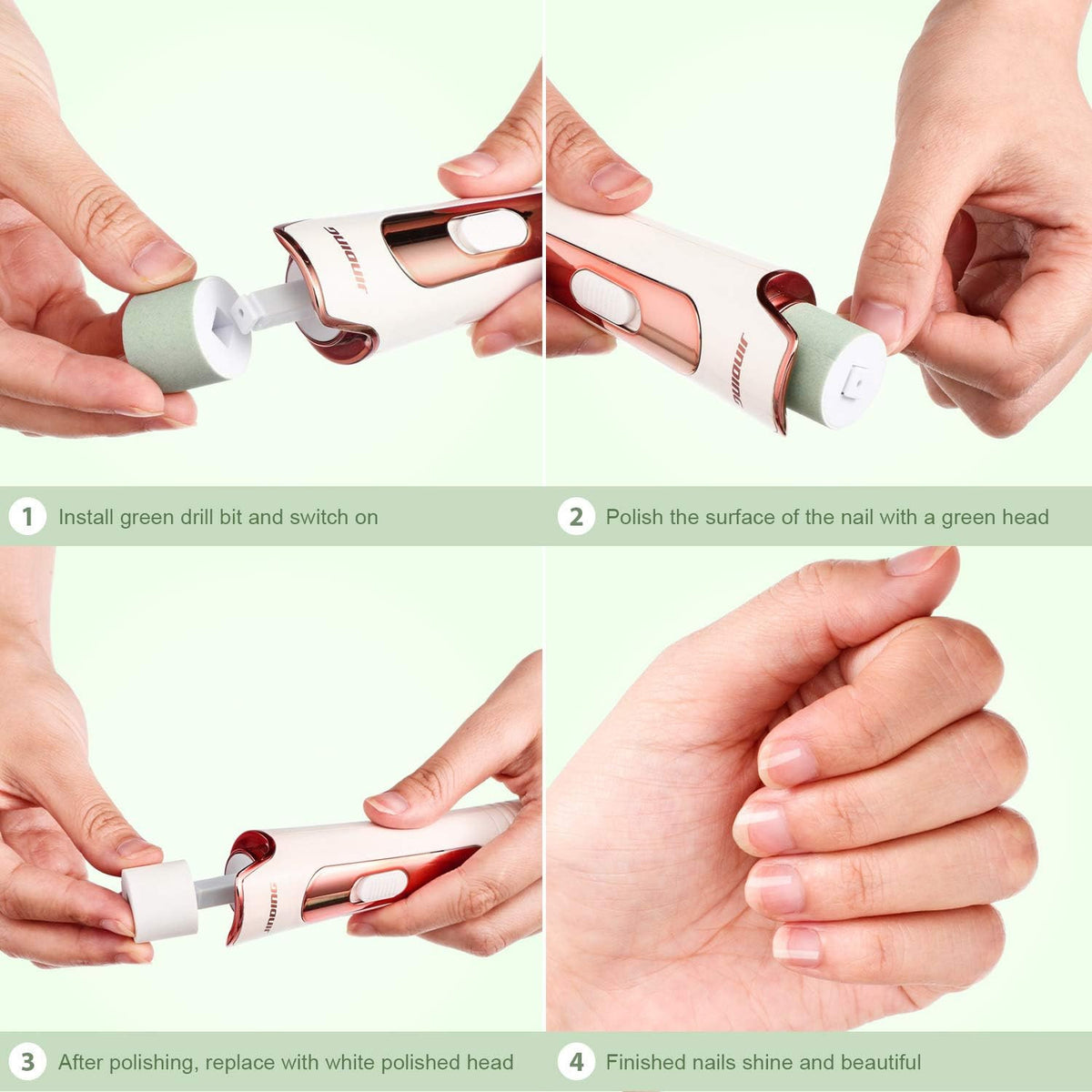 Nail Buffer Refills Set - 12 Fine & Polishing Rollers for Electric Manicure Pedicure