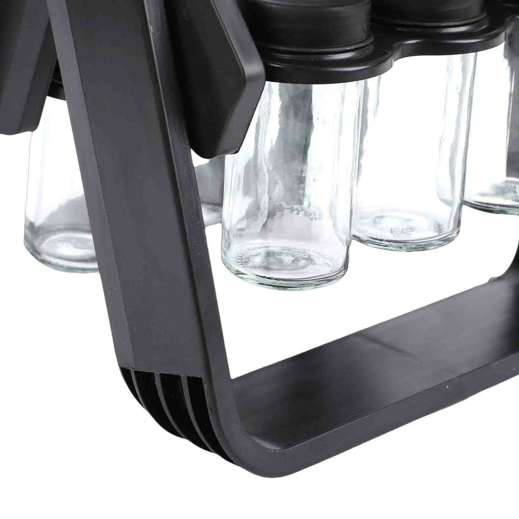Rotating Spice Rack Carousel with 18 Glass Jars, Labels & Funnel