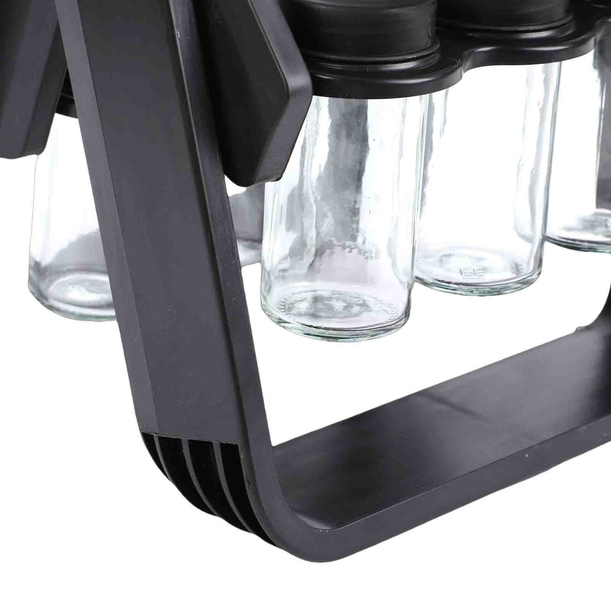Rotating Spice Rack Carousel with 18 Glass Jars, Labels & Funnel