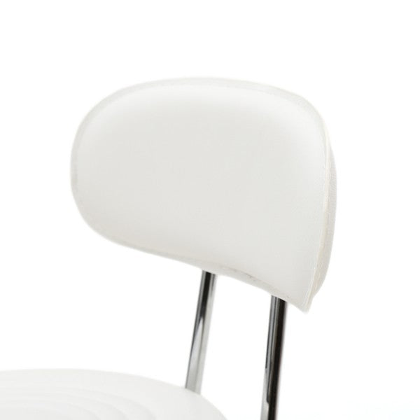 White Adjustable Salon Stool with Backrest and 360° Swivel