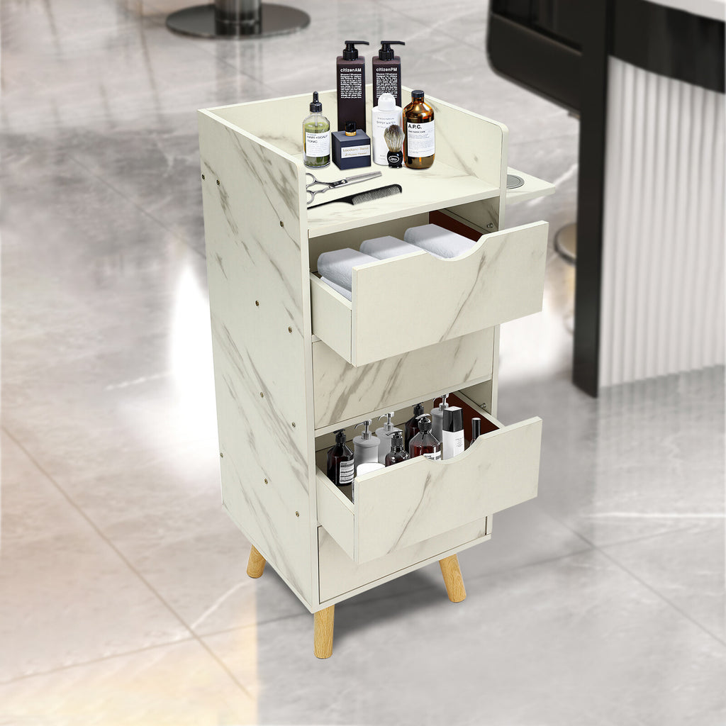 Salon Storage Cabinet with 4 Drawers and Hair Dryer Holders for Barber Shop or Home Use