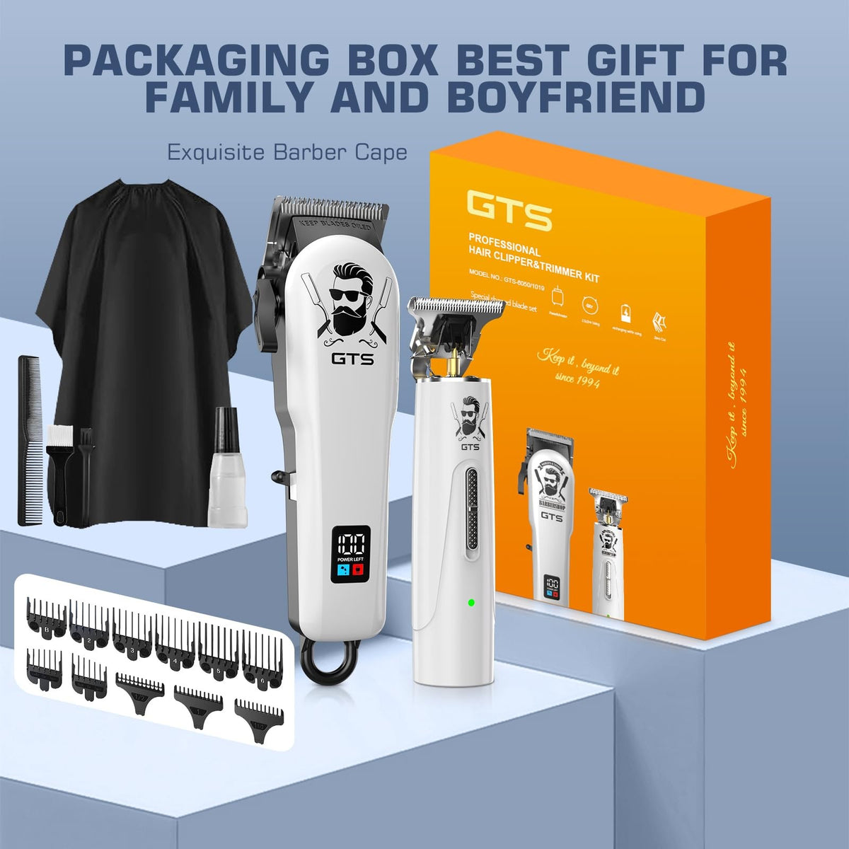 Professional Hair Clippers & Trimmer Kit for Men Salon Grooming Set