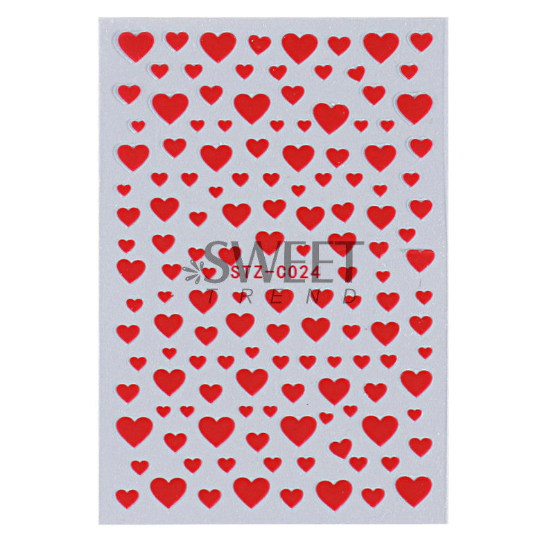 3 Sheets Nail Art Stickers Decals Transfer Valentine Heart Design