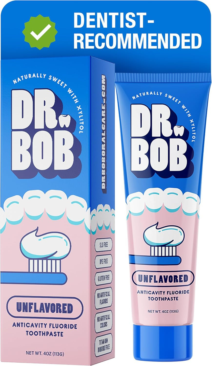 Kids Unflavored Fluoride Toothpaste - Dentist-Recommended for Sensitive Teeth