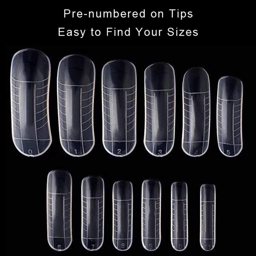 240PCS Nail Forms for Poly Gel UV Gel - 12 Size Full Cover Nail Mold Set