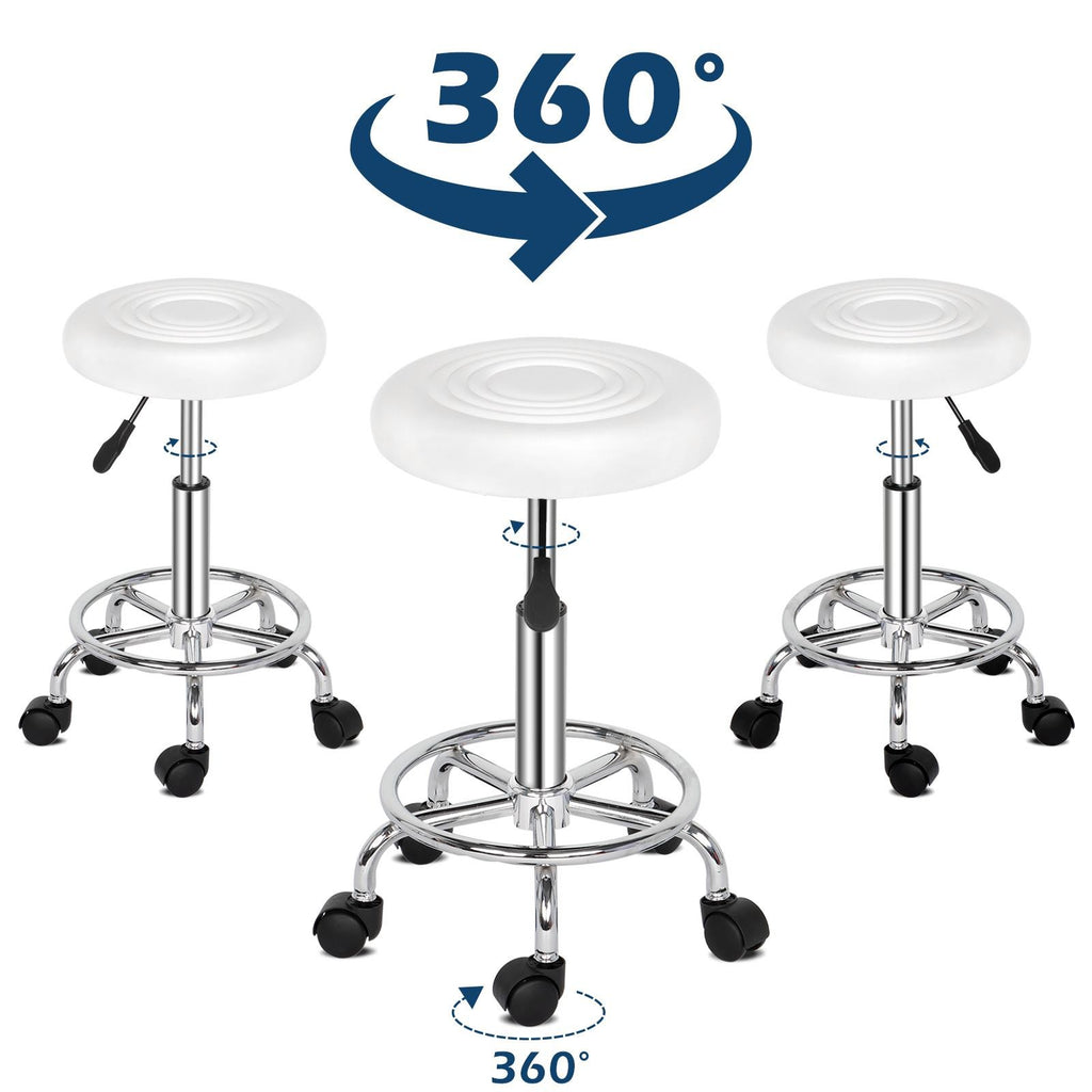 Adjustable Hydraulic Swivel Round Bar Stool with Casters - Salon & Counter Seating