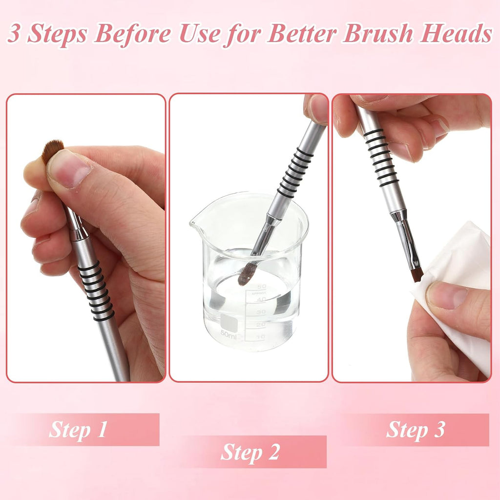 3-Piece Nail Art Brush Set for Acrylic Nails - 3D Flower Design, Non-Slip Handles