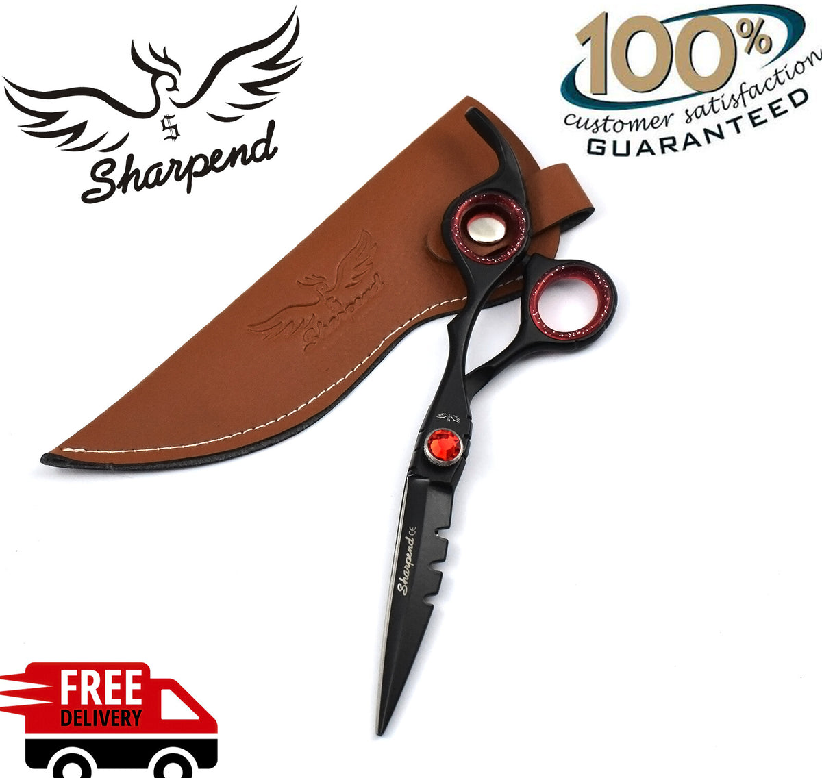 Professional Hairdressing Barber Salon Hair Cutting Scissors Shears - Black, 6.5 inch