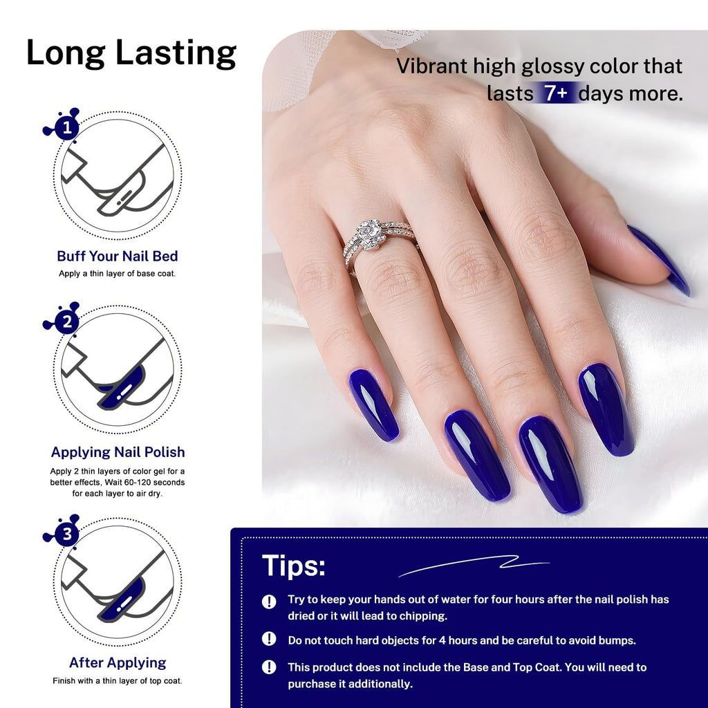 Dark Blue Fast Dry Nail Polish 16.5ml Long Lasting & High Gloss Finish