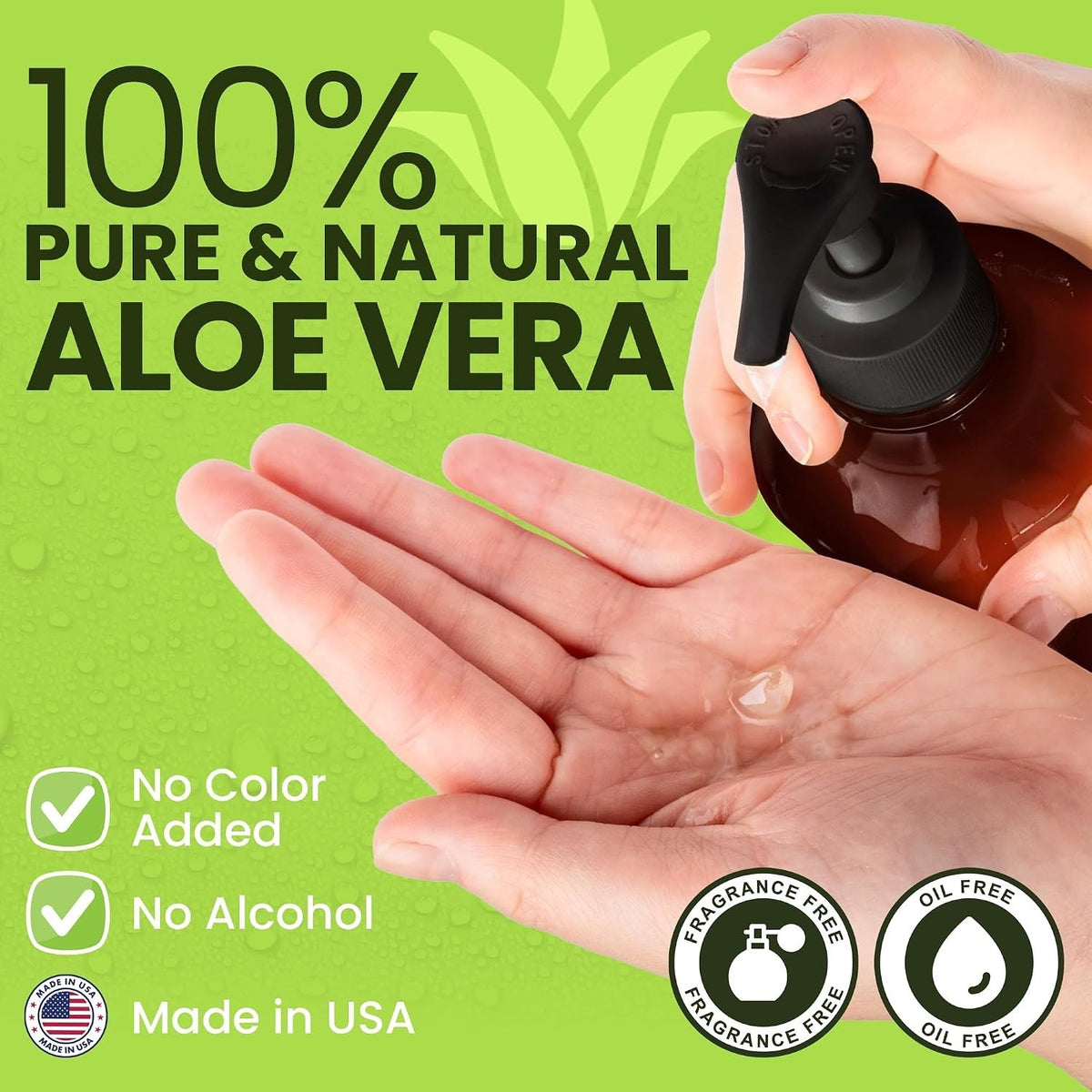 Aloe Vera Gel for Sunburn and Dry Skin - Natural Ingredients 8 Fl Oz
