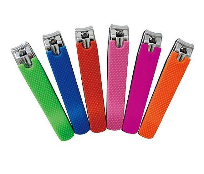 6 Pack Toenail Clippers with Silicone Grip - Stainless Steel & Easy Handle