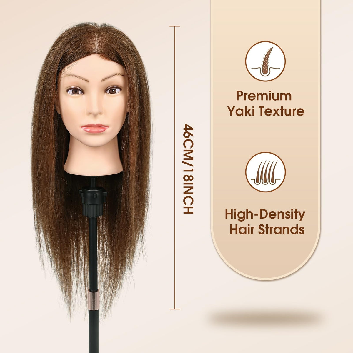 18 Inch Real Human Hair Mannequin Head for Hair Styling Training Kit