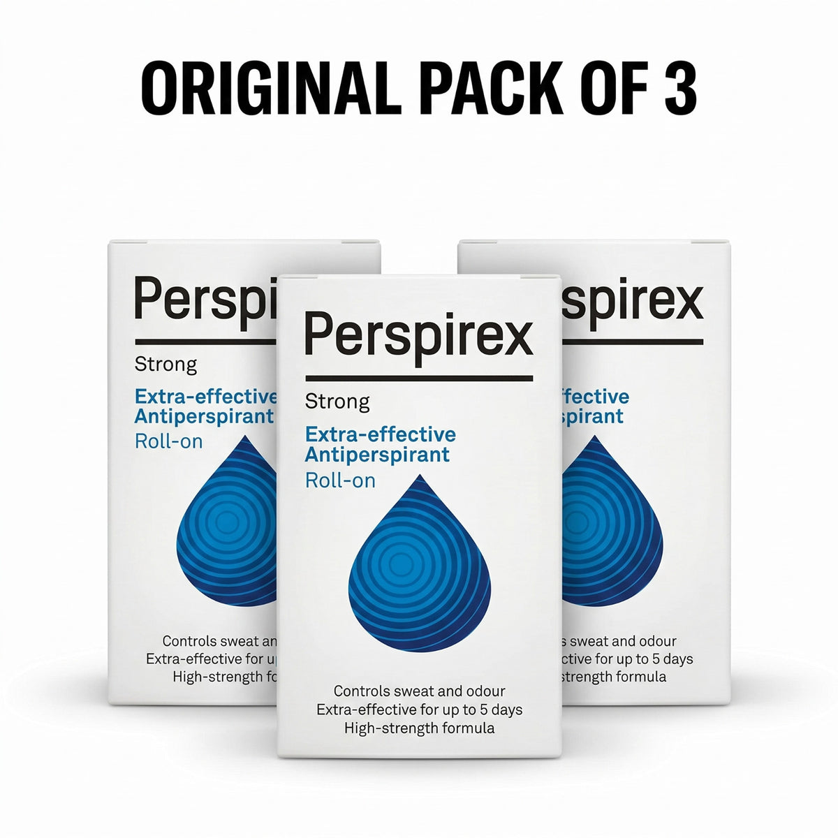 Perspirex Strong Antiperspirant Roll-On 20ml Pack of 3 - Long-Lasting Sweat & Odor Protection