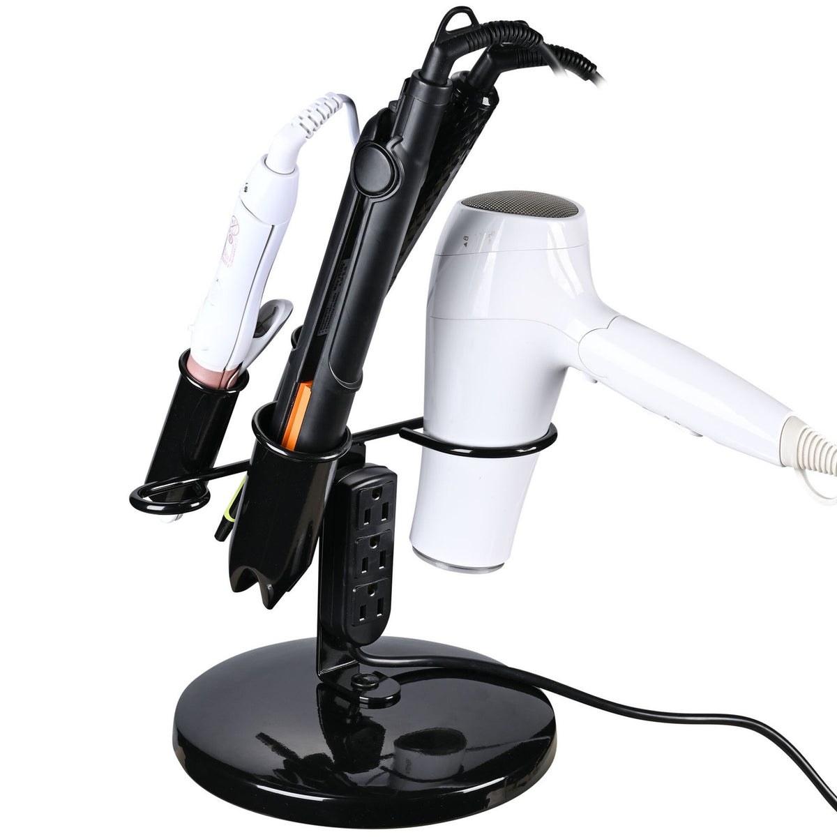 Hair Dryer & Iron Holder Stand with 5-Hole Organizer for Styling Tools