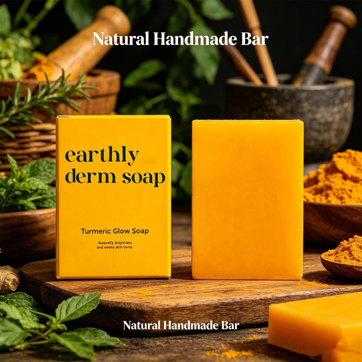 Turmeric Glow Natural Handmade Bar Soap for All Skin Types - Gentle Cleansing