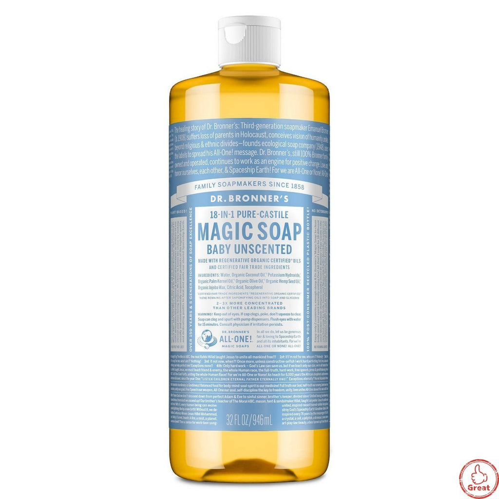 Unscented Castile Liquid Soap for Sensitive Skin 32 fl oz - Baby & Family